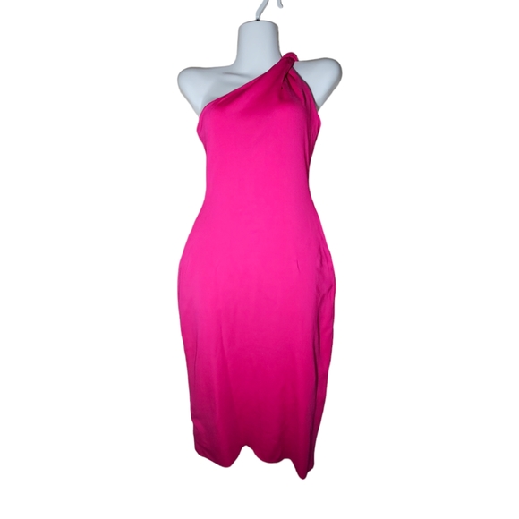 *HP* Cushnie One Shoulder Twist Dress In Pink Size 2 RTR *HP* - Picture 2 of 6
